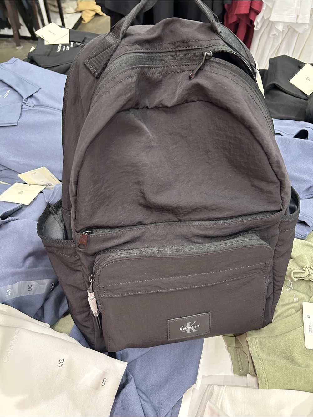 Calvin Klein Black nylon Everyday Backpack with Front Pocket new with tag